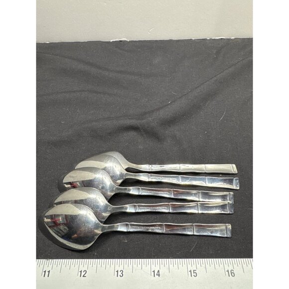 Set Of 5 Sumatra by Oneida Bamboo Glossy Northland Stainless Steel Spoons - Picture 4 of 5